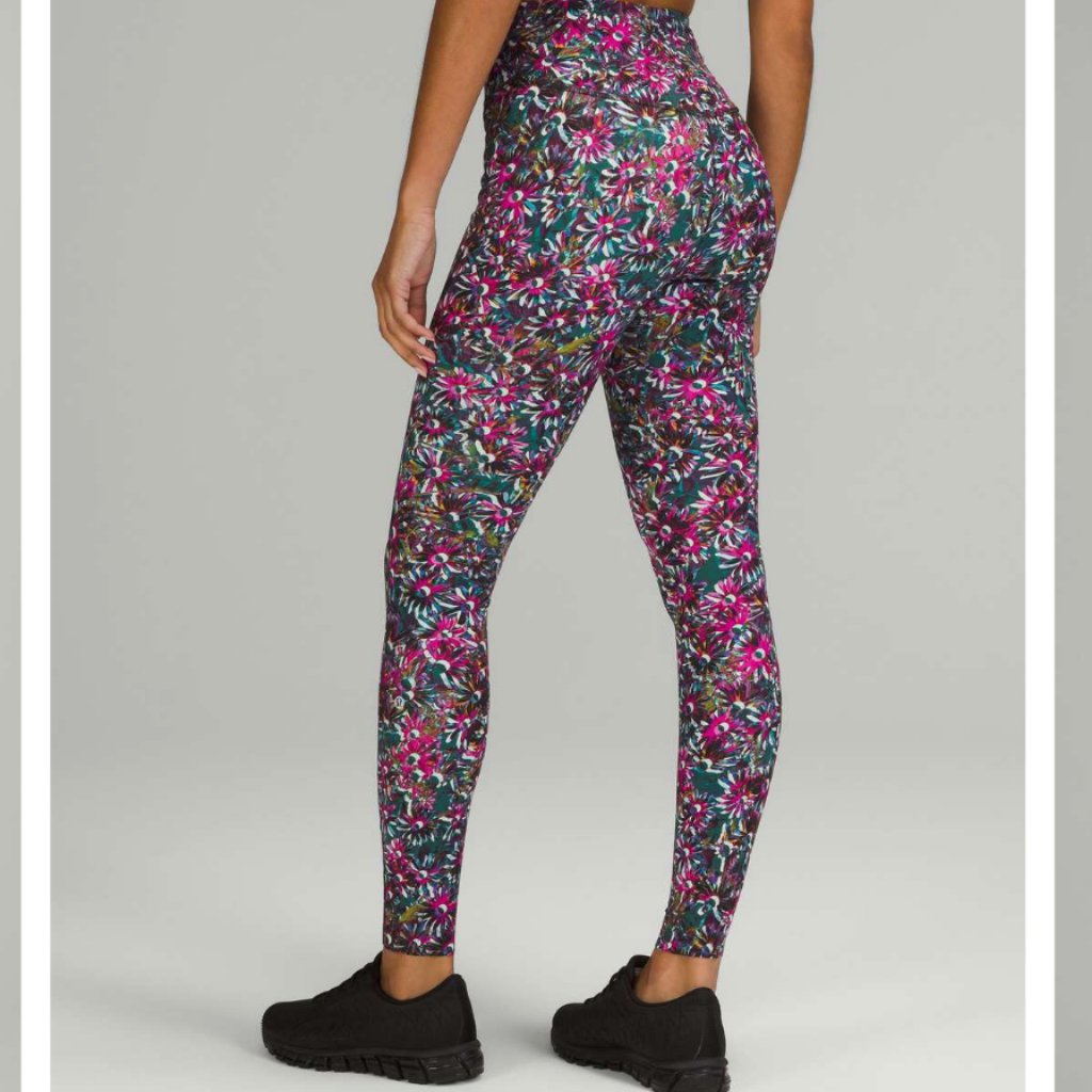 Lululemon High Rise Base Pace Tight Brushed Leggings In Floral Electric Size 8